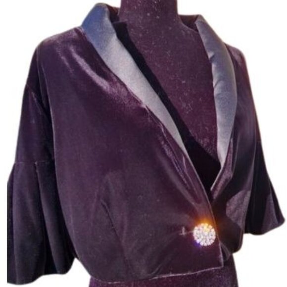Evening Cocktail Wedding Velvet Crystal Jacket Cardigan Coat Bolero Cover Cape - Picture 4 of 16